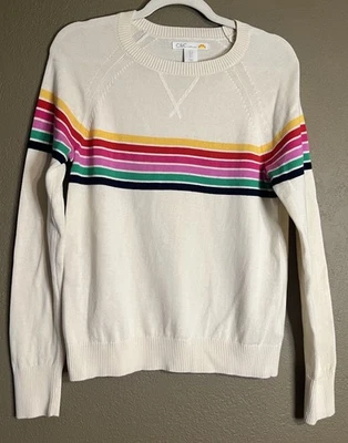 C&C California Cream Rainbow Stripe Crew Neck Sweater Women’s size Small - Image 1 of 4