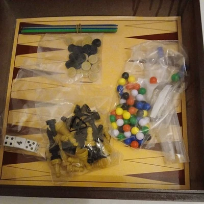 Spin Master Wooden Games Compendium Chess Backgammon Checkers Draughts + more - Image 1 of 4