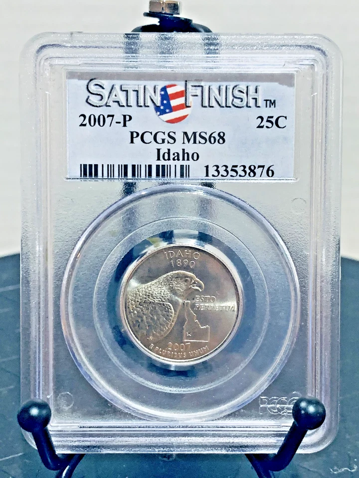 2007-P Washington Quarter Idaho Satin Finish PCGS MS68 #13353876 - Image 1 of 2