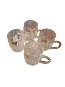MIKASA Heavy Etched Crystal Glass Christmas Tree Drink Mugs Set of 4 W Germany - Picture 1 of 9