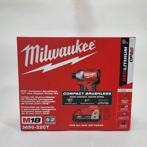 Milwaukee 3650-22CT M18 18V inalámbrico sin escobillas 1/4" kit de atornillador de impacto hexagonal - Imagen 1 de 5