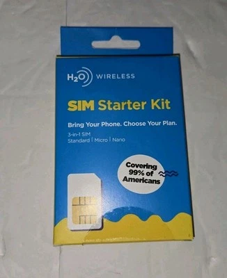 H2O X2 Pin Wireless SIM Starter Kit 3-2 SIM Card for Unlocked Phones Free Ship - Image 1 of 2