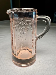 Jarra pequeña de vidrio rosa melocotón depresión diseño de encaje decorativo soporte para palillo de dientes - Imagen 1 de 17