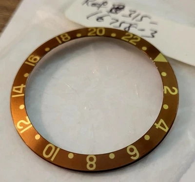 ROLEX GMT Bezel Insert 315-16758-3, Brown & Gold, New Old Stock, Mint! - Image 1 of 4