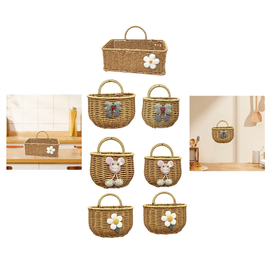 Woven Hanging Storage Basket Container Imitation Rattan Handmade Ornament - Image 1 of 1