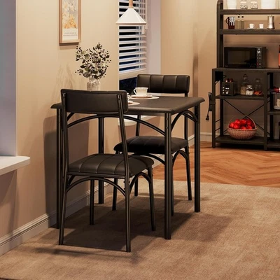 3-Piece Dining Table Set for 2 Kitchen Table Set w/ 2 Upholstered Small Chairs - Image 1 of 4
