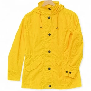 Lands' End Classic Yellow Anorak Rain Jacket Hooded Coat Fisherman Womens XS 2-4 - Picture 1 of 13