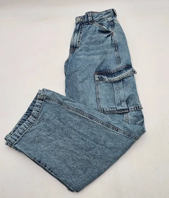 H&M High Rise Relaxed Skate Cargo Blue Jeans. Women’s Size 2 - Image 1 of 4