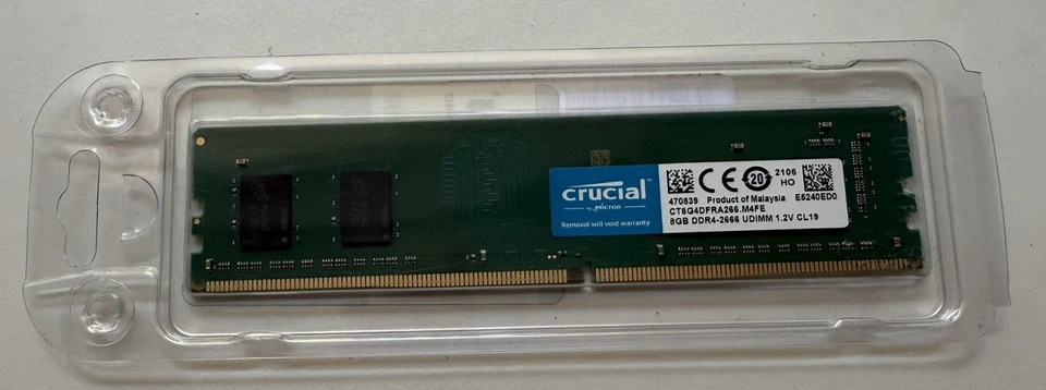 Crucial 8GB DDR4-2666MHz UDIMM CL19 Desktop RAM – Brand New - Image 1 of 1