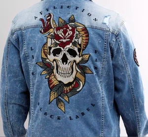 Affliction Oath Skull Jeansjacke Herren Größe M - Bild 1 von 6