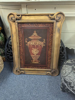 Precio rebajado!!! Par de arte de pared de metal ÚLTIMO - 20,75"x 26" dorado/negro/borgoña  Foto 1 de 4