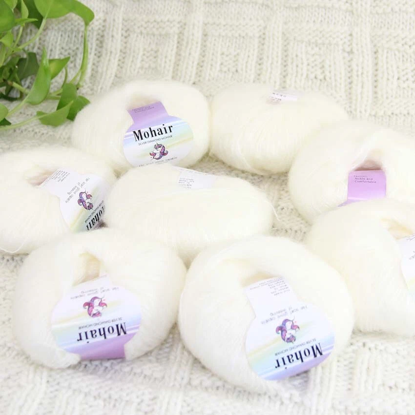 Venta Nuevo 8 BolasX25gr Lujo Suave Mohair Cálido Envoltura Mantón Tejido a Mano Hilo de Ganchillo Foto 1 de 4