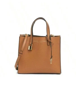Marc Jacobs Mini Grind Leather Crossbody Tote Bag Satchel Purse Smoked Almond - Picture 1 of 17