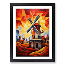 Windmill Cubism Wall Art Print Framed Canvas Picture Poster Decor Living Room