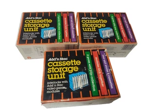 Vintage Add N Stac 3 Audio Cassette Storage. Each Holds 8 Total Capacity 24 NOS - Picture 1 of 9