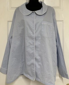 Vermont Country Store Blue Peter Pan Collar Cotton Pajama Plus Set 3X 26W 28W - Picture 1 of 12