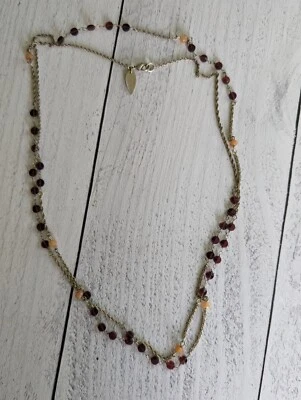 Collar de granate Coldwater Creek en cadena tono dorado piedra de nacimiento de enero 48"  Foto 1 de 4