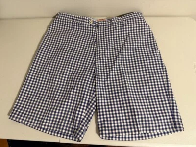 ⛳️ Peter Millar Golf Shorts Sz 38 Blue White Checkered Chino - Image 1 of 4