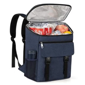 Cooler Backpack Soft Insulated Leak Proof 30 Cans Insulated Backpack Blue - Picture 1 of 7