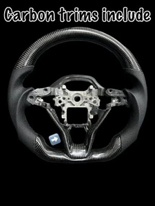 Real Carbon fiber steering wheel Honda Accord 10th 2018 2021 Full Black Leather - Picture 1 of 3