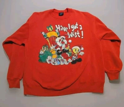 Sudadera De Colección XL Looney Tunes Piolín y Año Nuevo Navidad Tengo una Lista Foto 1 de 4