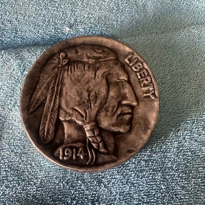 Rare Vintage 90's Buffalo Nickel Hanging Wall Plaque Art 1914 - Picture 1 of 3