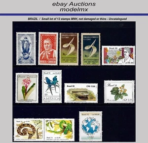 Brazil - Small Lot Of 12 Stamps MNH - Uncatalogued, Nice! - Picture 1 of 1