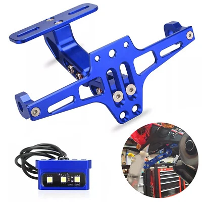 Suporte de placa de licença azul para eliminador de para-lama de motocicleta lanterna traseira suporte de LED - Imagem 1 de 4