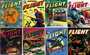 1944 - 1947 Captain Flight Comic Book Package - 9 eBooks on CD - Picture 1 of 3