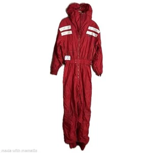 Tuta da sci vintage Robert John 100% nylon rossa con zip e cappuccio taglia 42 - Foto 1 di 16