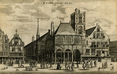 Antique Print-Oude Stadt Huys-Old city hall in Amsterdam-Dapper-Anonymous-1663 - Image 1 of 4