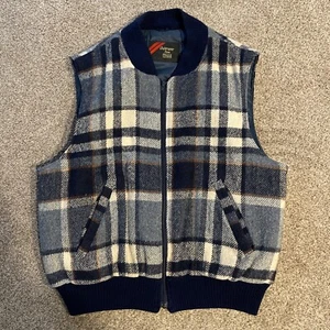 Vintage Sears Multicolor Plaid Lined Regular Fit Pocketed Vest Adult Size XL - Picture 1 of 6