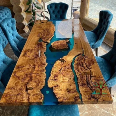 Blue Epoxy Dining Table Epoxy Coffee Tabletop for Home Decor - Image 1 of 4