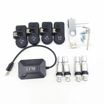 TPMS USB Sistema de Monitoreo de Alarma de Presión de Neumáticos de Coche Plástico con 4 Sensores Internos Foto 1 de 4