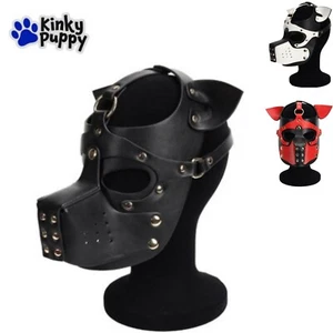 Cagoule BDSM Masque Tête de Chien Simili Cuir Dog Soumission Bondage Kinky FR - Photo 1/8