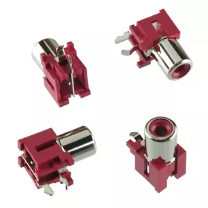 10pcs RCA Audio Phono Jack Right Angle Female Red PCB Mount AV Port, Free Ship - Picture 1 of 1
