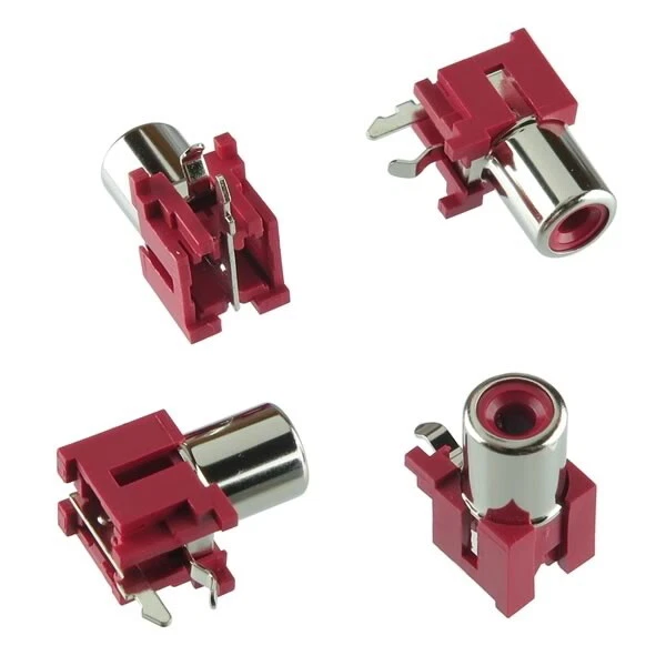 10pcs RCA Audio Phono Jack Right Angle Female Red PCB Mount AV Port, Free Ship - Image 1 of 1