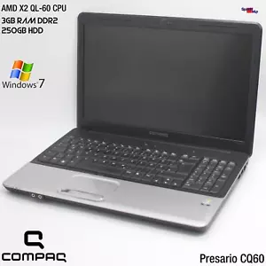 COMPAQ PRESARIO CQ60 DUAL CORE 250GB 3GB NOTEBOOK LAPTOP WINDOWS 7 GEFORCE 8200M - Picture 1 of 10