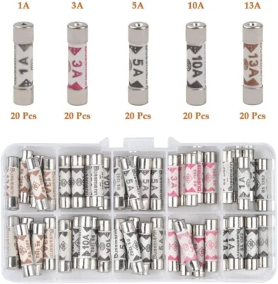 SELLERTREE 100x Domestic Fuses Plug Top Household Mains 13amp Cartridge Fuse UK seller