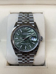 2023 NEW Rolex Datejust 126234 36mm Olive Green Palm Jubilee Watch - Picture 1 of 20