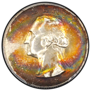 1963-D 25C Washington Quarter PCGS MS65 - Pretty Cat's Eye Toning Pattern - Picture 1 of 5