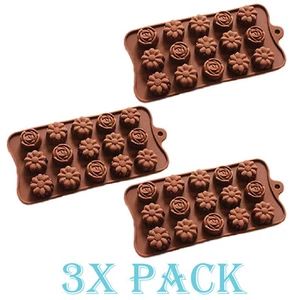 Set 3 Pack Silicone Rose & camellia Flower Mold candy Ice cube Chocolate Soap - Picture 1 of 6