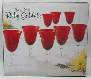 Home Essentials & Beyond Ruby Red 14 oz Goblets, Set of 7 Glass Wine Goblets - Bild 1 von 7