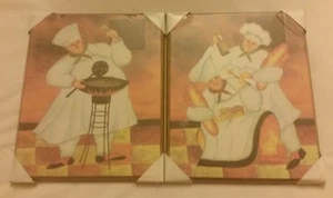 2 NEW FAT CHEF WALL DECOR WOODEN PLAQUES, 9.5" x 8" - Picture 1 of 5