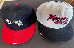 1994 Leon Roberts Macon BRAVES GAME Worn USED HATS (2) Manager Signed Atlanta - Picture 1 of 10