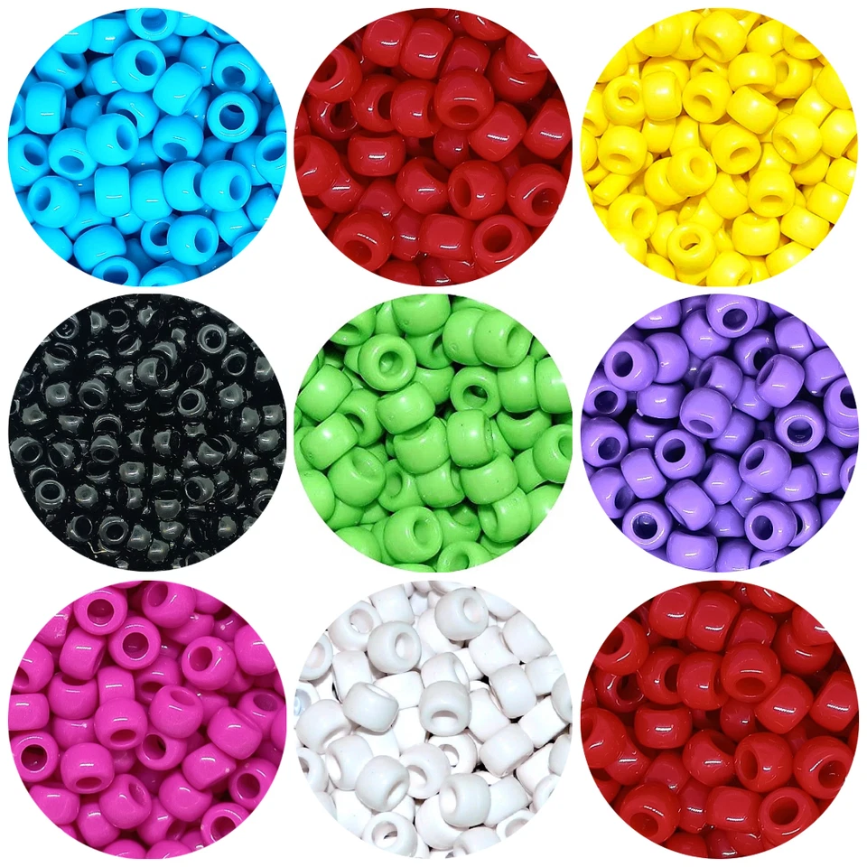 9x6 mm smooth Opaque Acrylic Pony Beads in various colours for Jewellery Making - Image 1 of 3