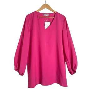 Mini vestido túnica top XL Belongsci para mujer fucsia largo manga globo - Imagen 1 de 5