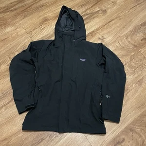 Patagonia H2NO Black Hooded Rain Jacket Men Size Small Outdoors Hiking Mesh Line - Picture 1 of 15
