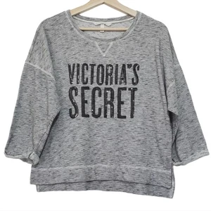 Victoria's Secret Size Medium Sequined Logo Rolled Cuff 3/4 Sleeve Sweatshirt - Picture 1 of 10