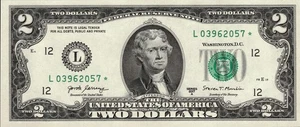 2017A $2 Uncirculated Federal Reserve Star Note 1.28M Run - Rare! - Picture 1 of 2